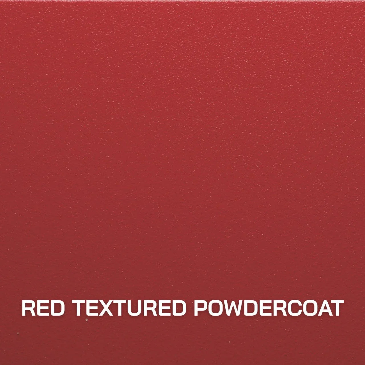 Red textured powder coat finish sample for overland vehicle accessories