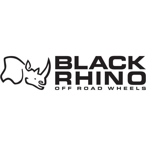 Black Rhino Off Road Wheels logo with rhino outline, rugged vehicle accessories