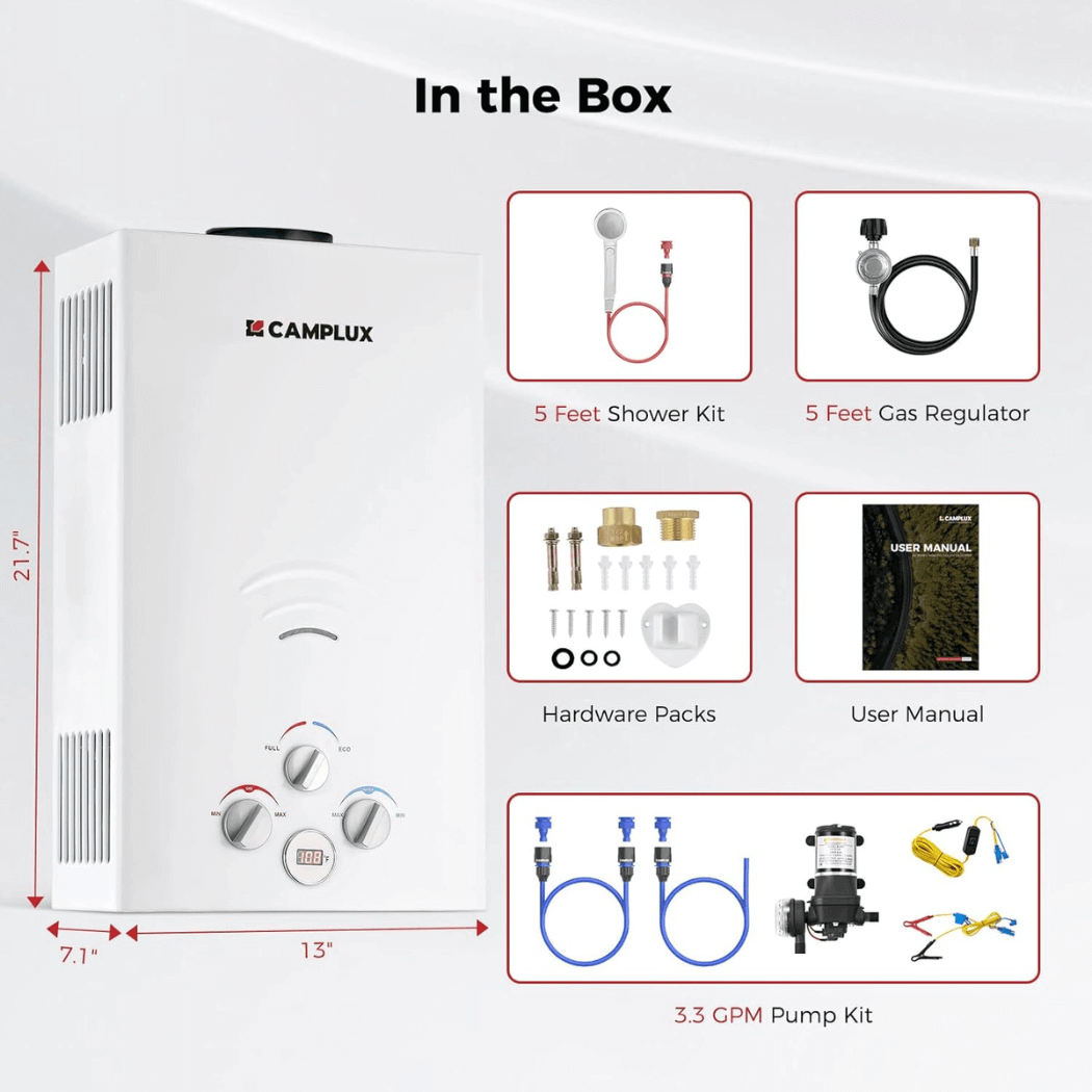 Camplux BW264P120 Camping Water Heater Pump Kit