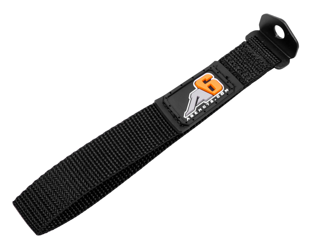 Black heavy-duty nylon grab handle with mounting hole for overlanding vehicles