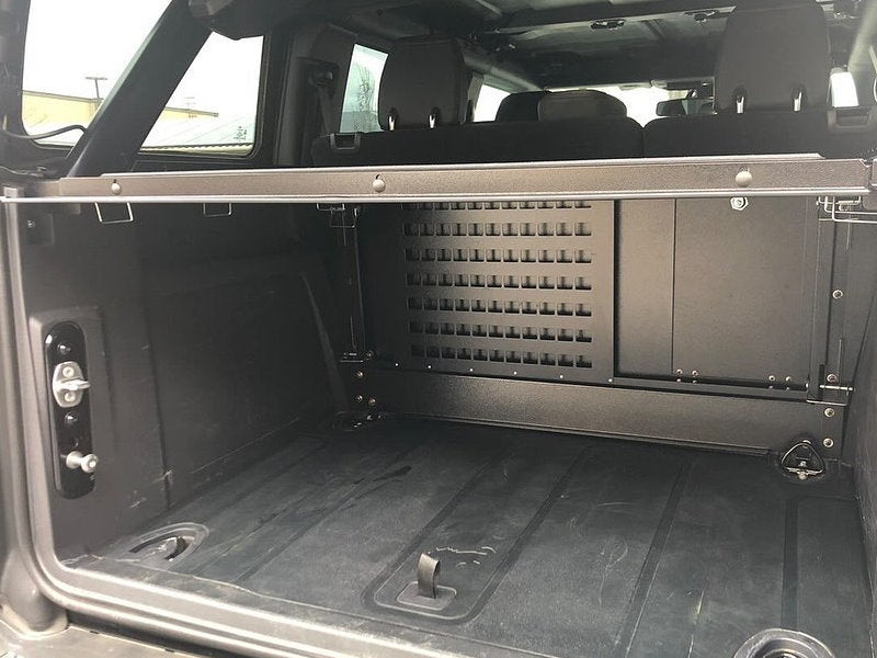 Diabolical Inc forward wall MOLLE panel on a Ford Bronco Slipstream