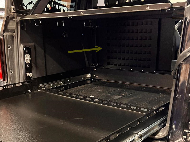 Diabolical Inc Bronco forward wall MOLLE panel, close up