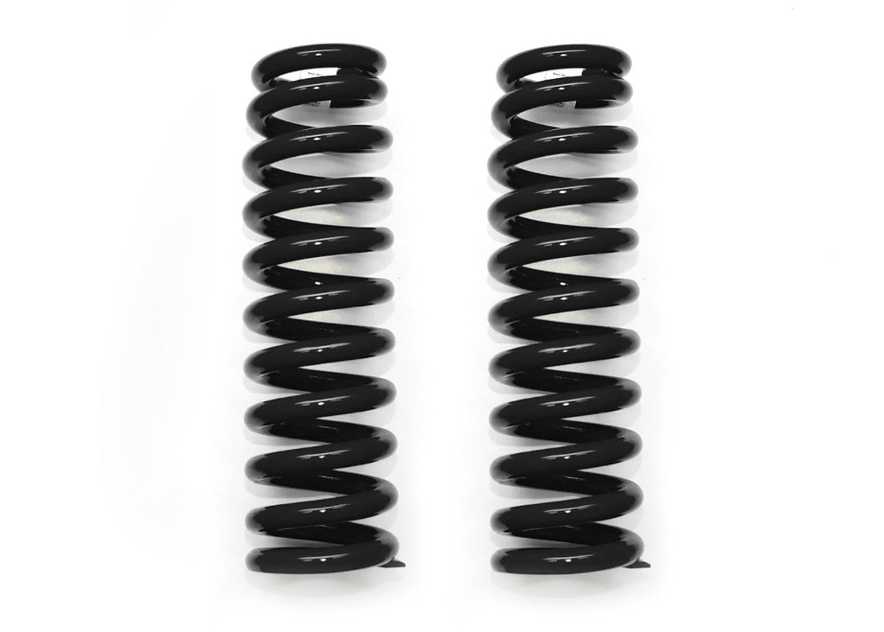 Pair of heavy-duty black coil springs for off-road or overlanding vehicles