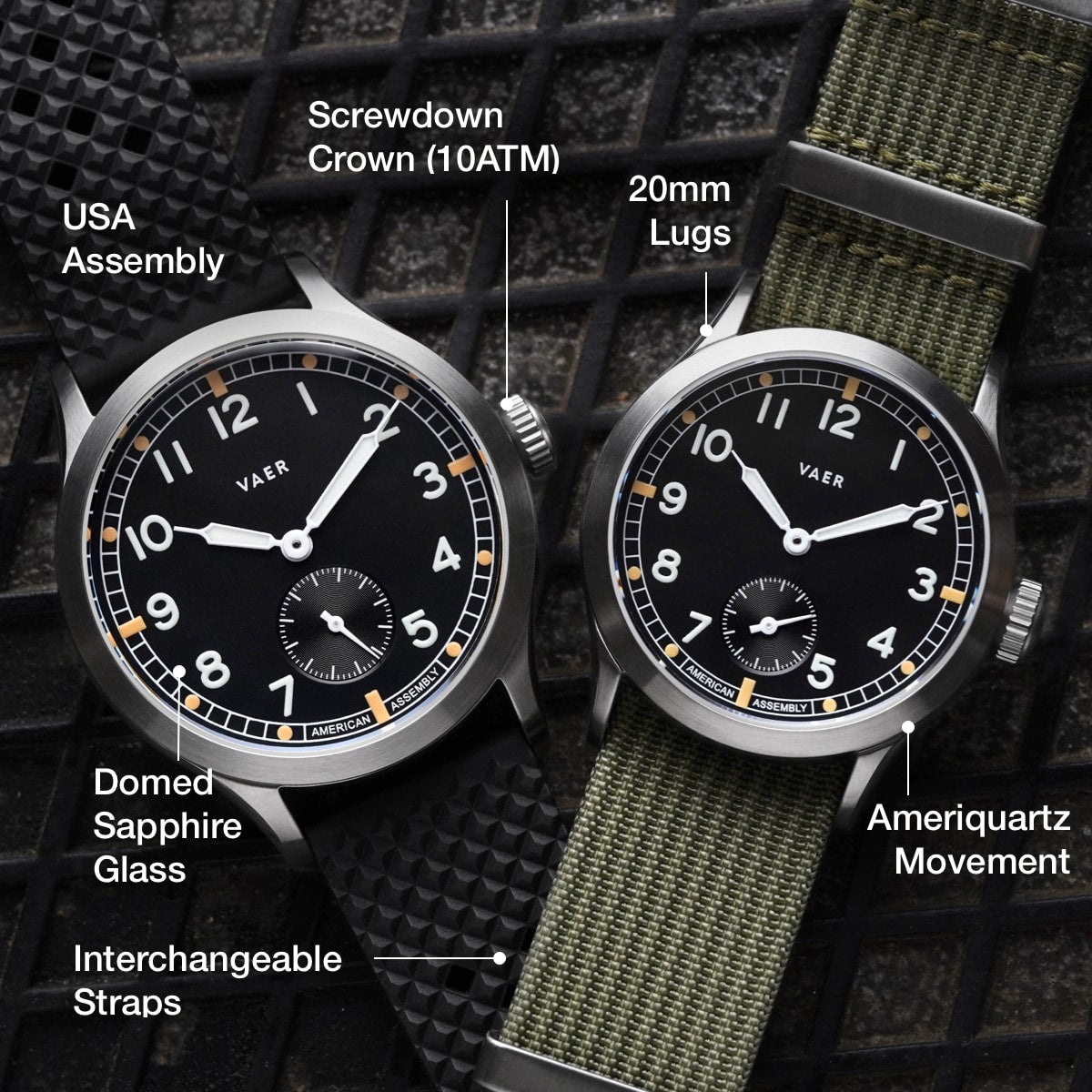 VAER C5 Dirty Dozen Field Watch - 40mm Ameriquartz