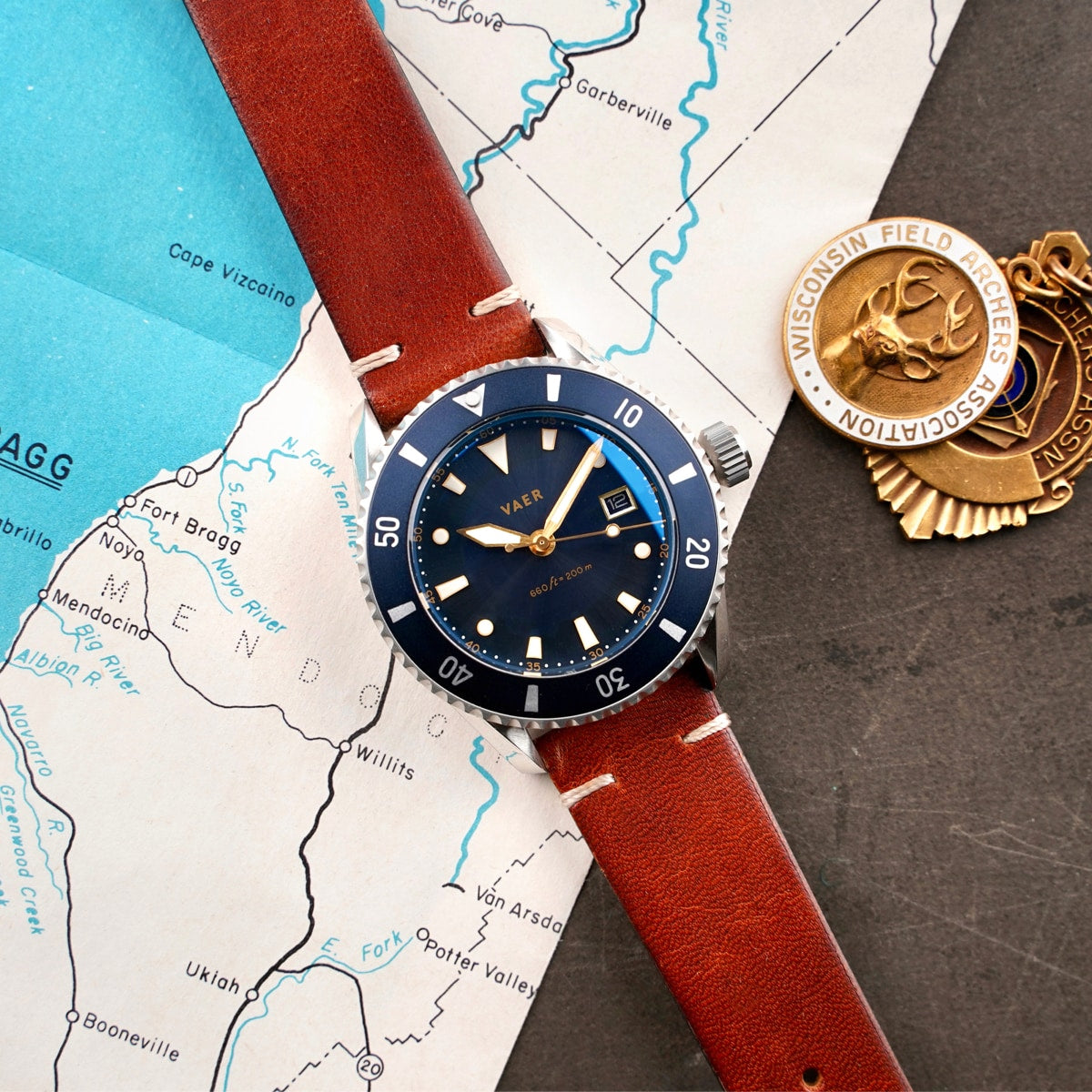 VAER DS4 Meridian Watch - Navy - Solar 42mm