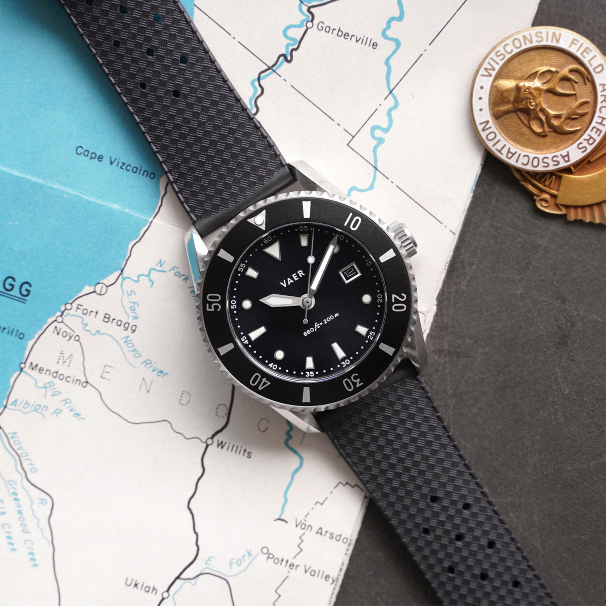 VAER DS4 Meridian Dive Watch - Black - Solar 42mm