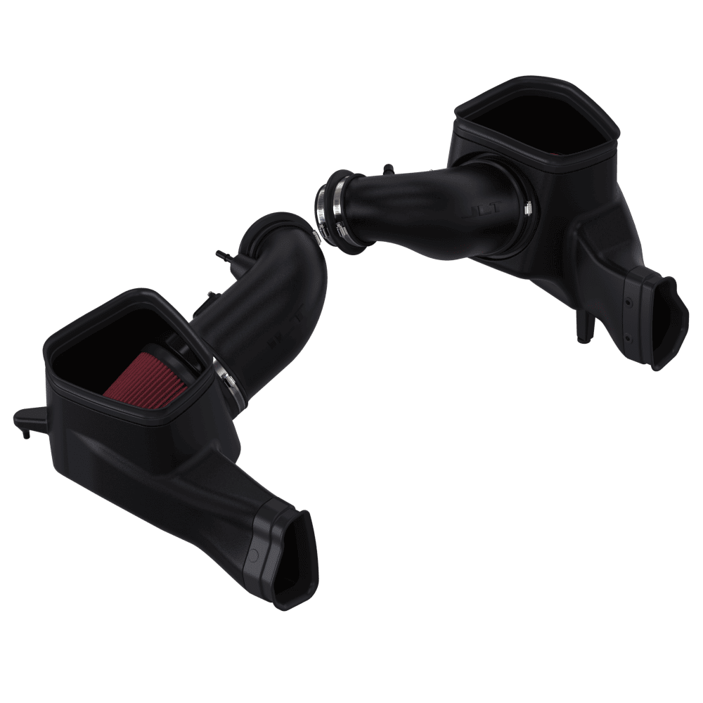 Black JLT Cold Air Intake For 2024-2025 Ford Mustang GT 5.0L - Tune Required on a white background