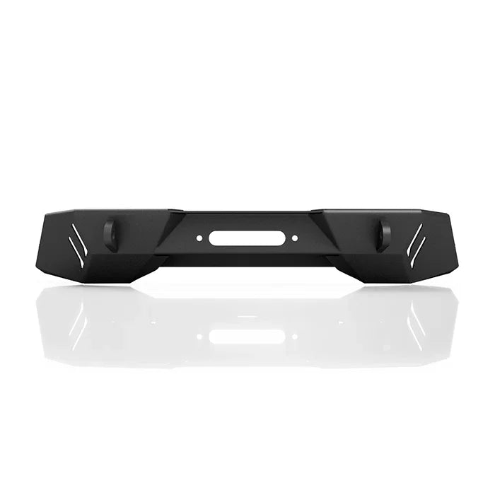 Heavy-duty black steel off-road front bumper for trucks and SUVs, no grill guard