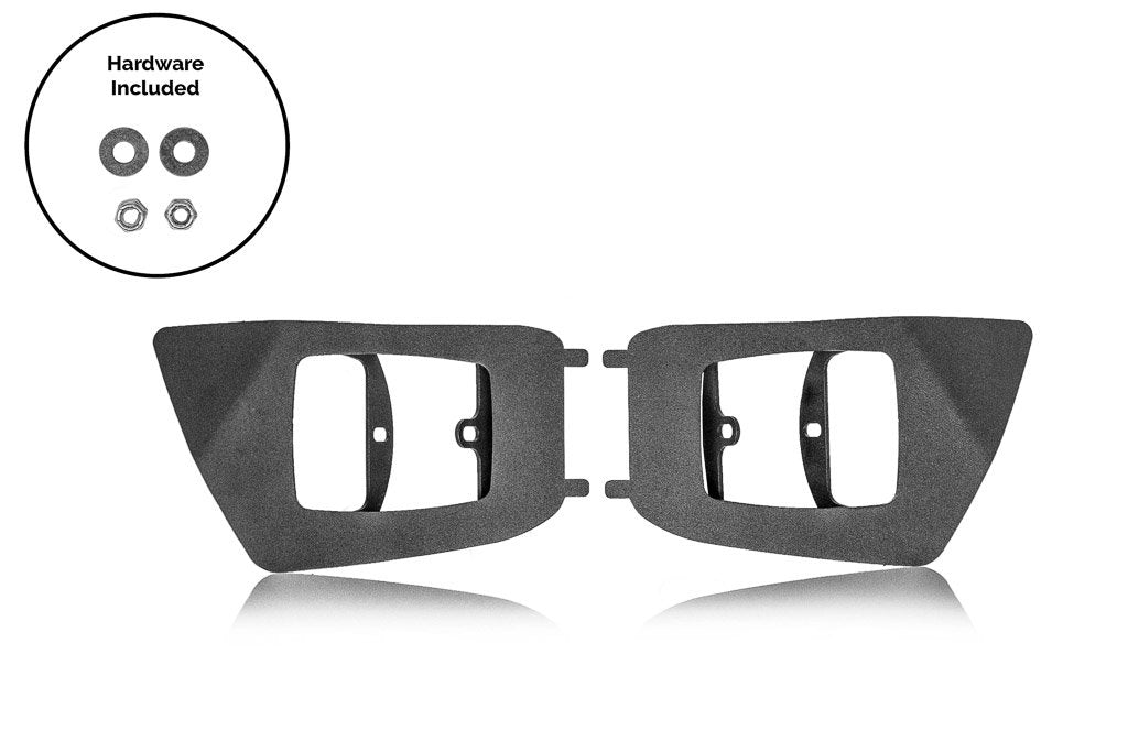 Pair of black metal mounting brackets with included hardware for off-road vehicle accessories