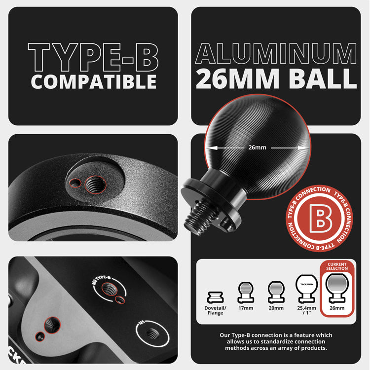 Tackform B26B 26mm metal ball with Type B connection for universal fit