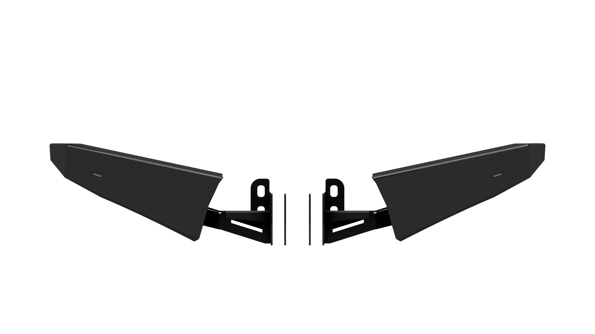 Powder-coated steel bumper side wings, close-up view, vehicle accessory parts
