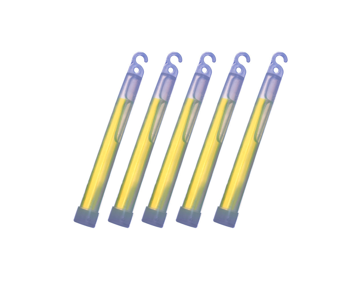 Set of five green glow sticks for camping and outdoor emergency lighting