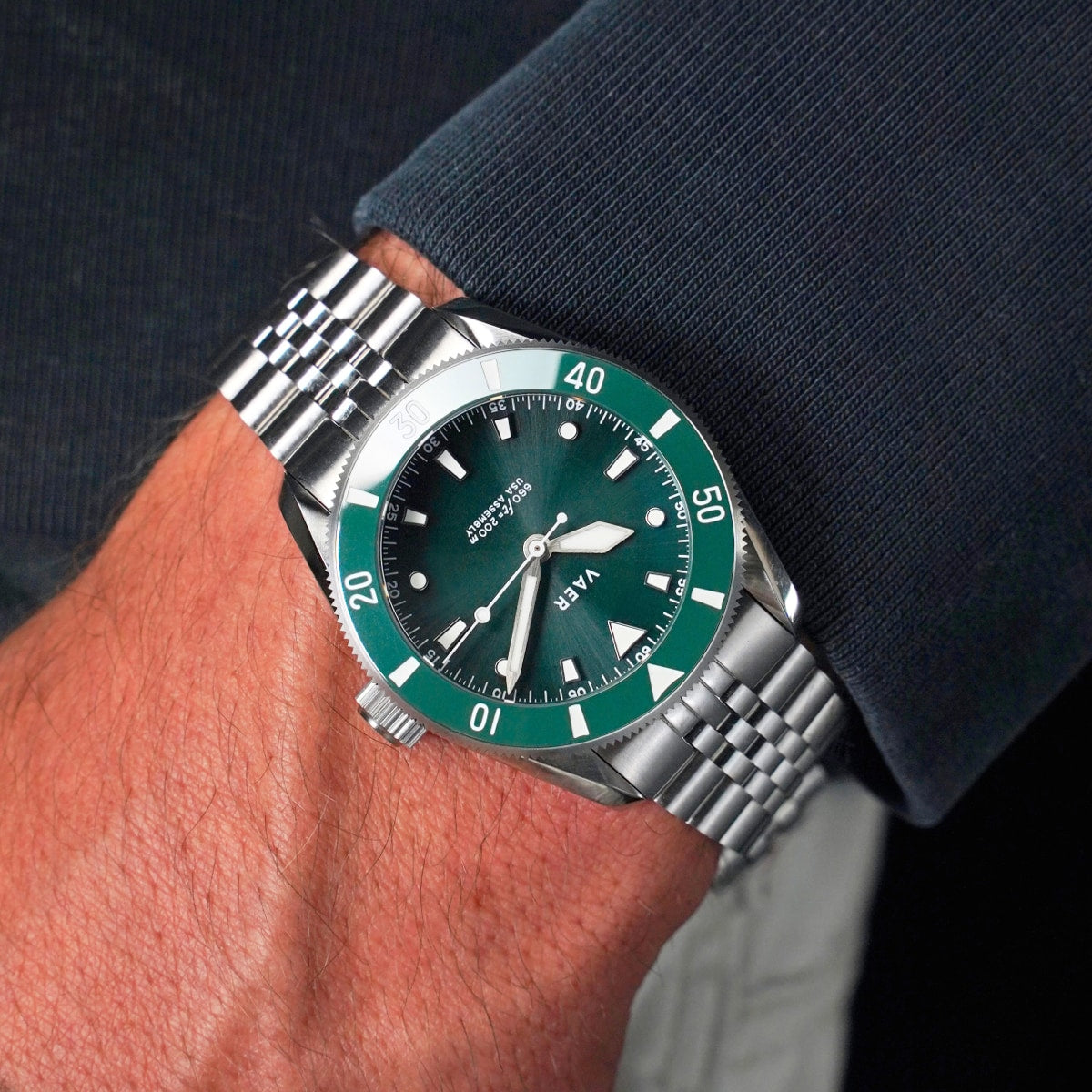 VAER D4 Meridian Green Solar Mens Watch - 38mm USA