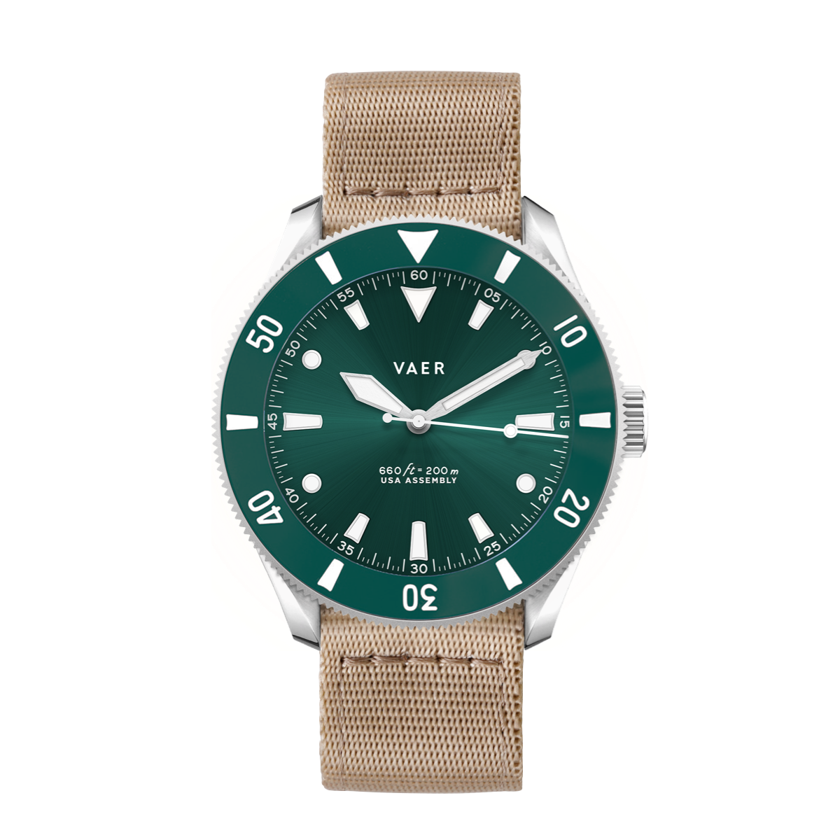 VAER D4 Meridian Green Solar Mens Watch - 38mm USA