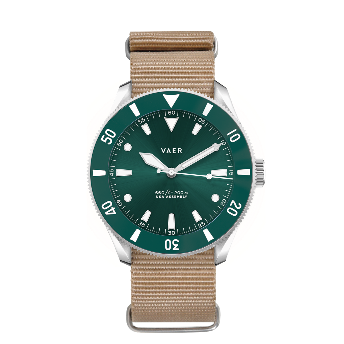 VAER D4 Meridian Green Solar Mens Watch - 38mm USA