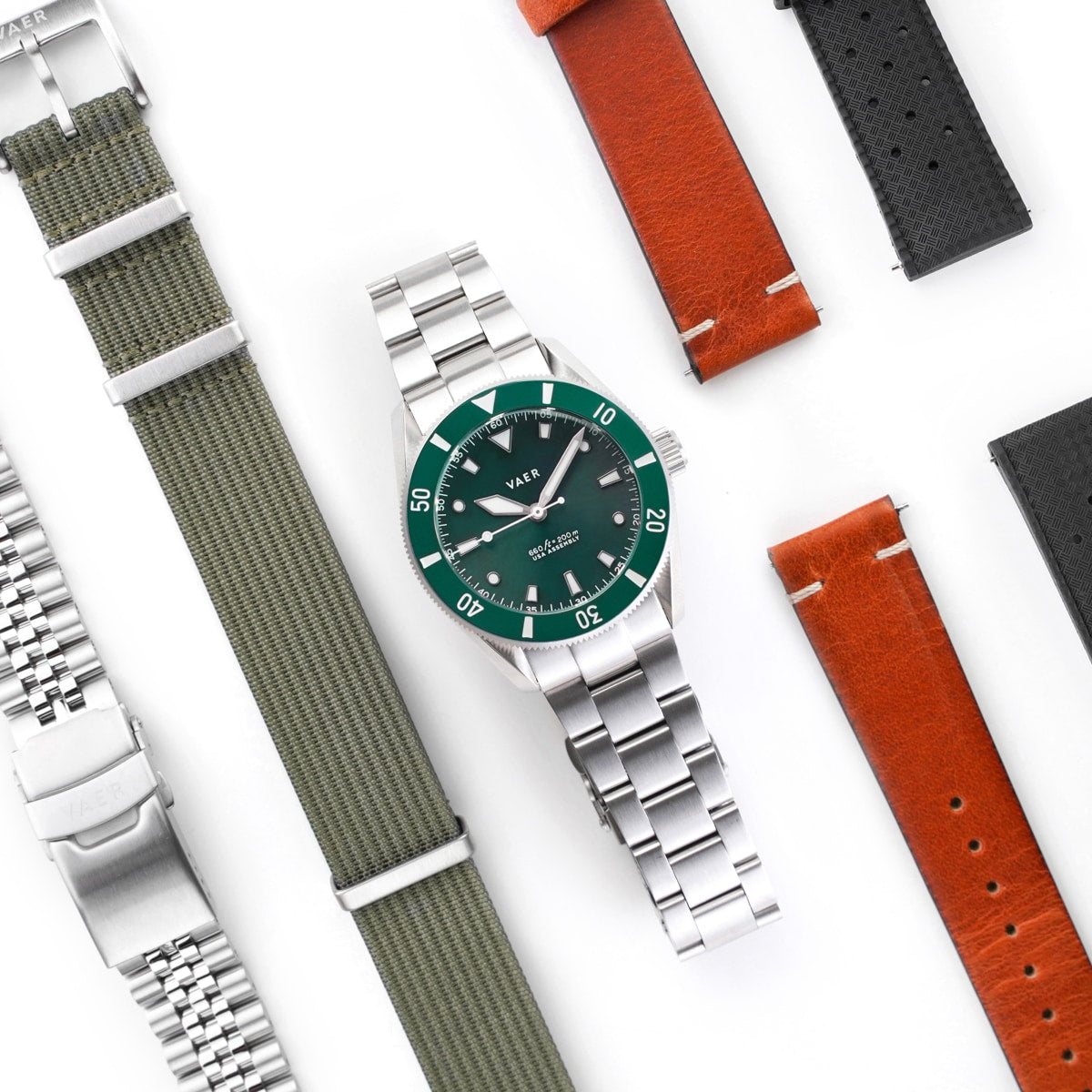 VAER D4 Meridian Green Solar Mens Watch - 38mm USA