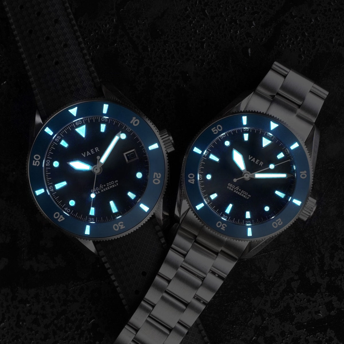 VAER D4 Meridian Watch - Navy - Matte USA Solar 42mm
