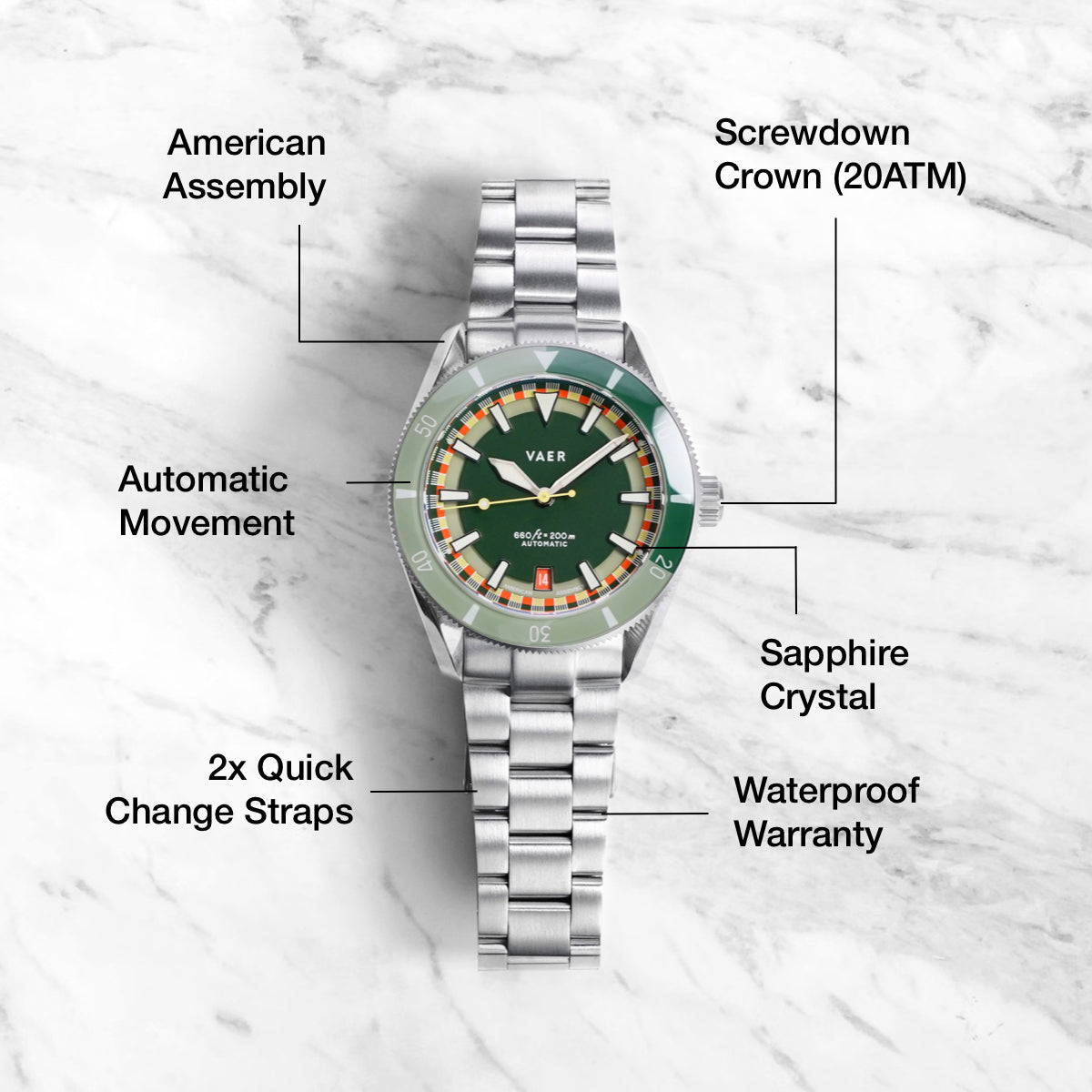 VAER D5 Pacific | Anacapa Auto Mens Watch - 39mm USA