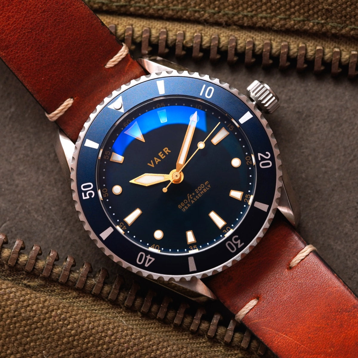 VAER D5 Watch - Meridian Navy - USA Auto 39mm