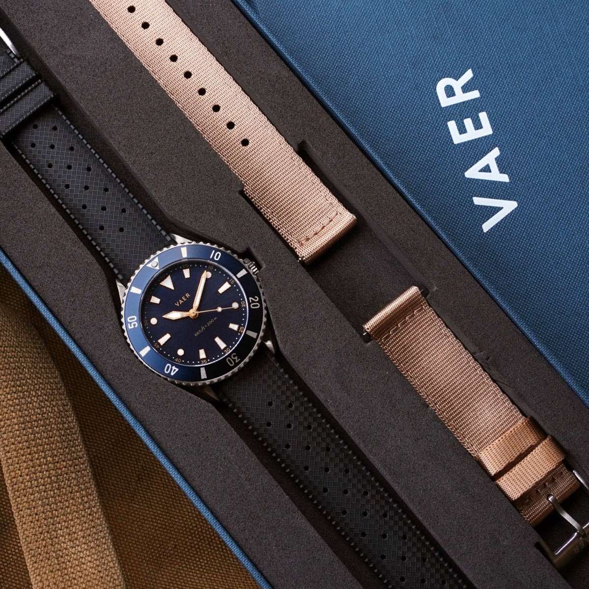 VAER DS4 Meridian Watch - Navy - Solar 38mm
