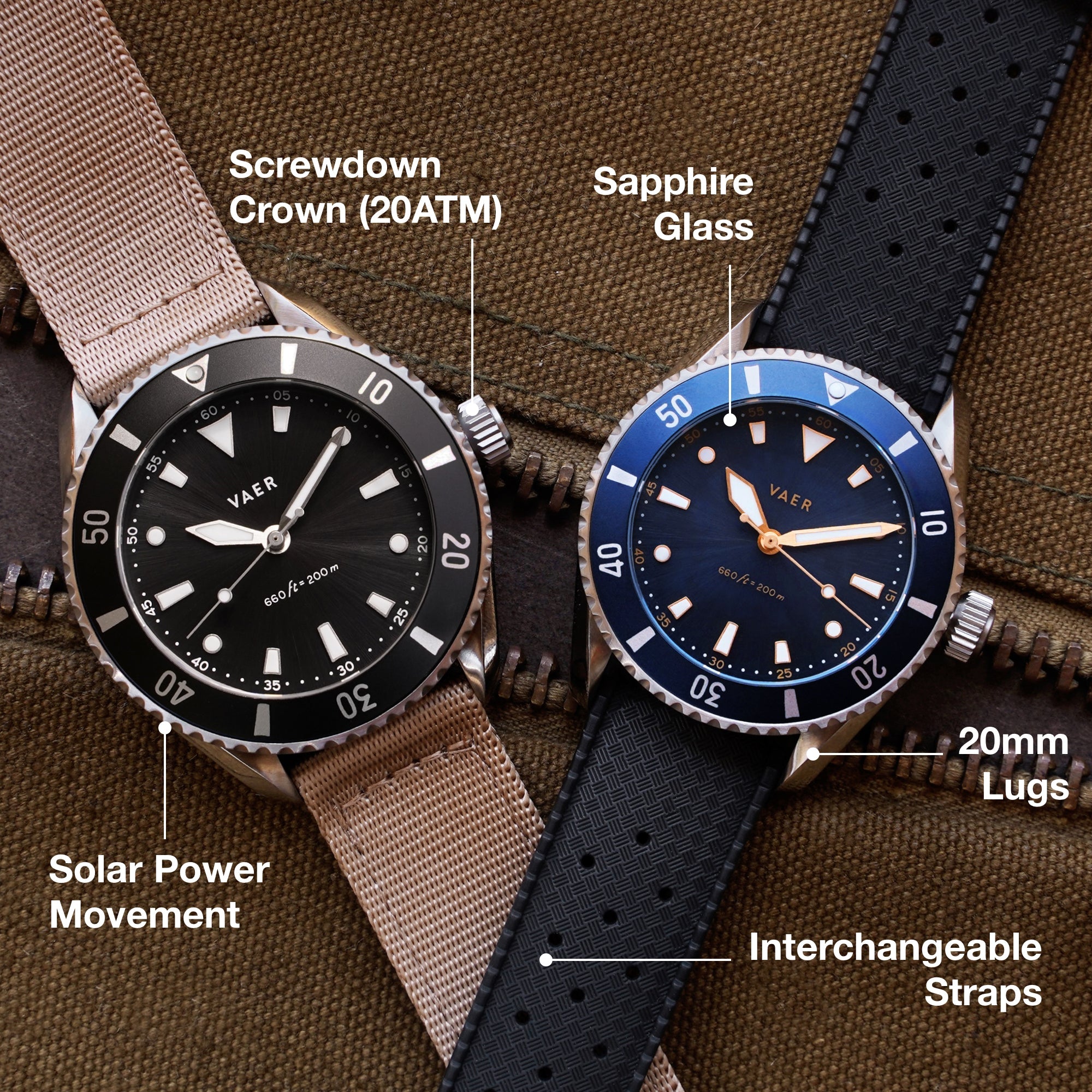 VAER DS4 Meridian Black Watch - Solar 38mm
