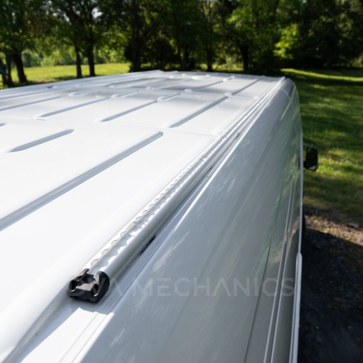 DVA LoadSpan L-Track roof rails on a Mercedes Sprinter