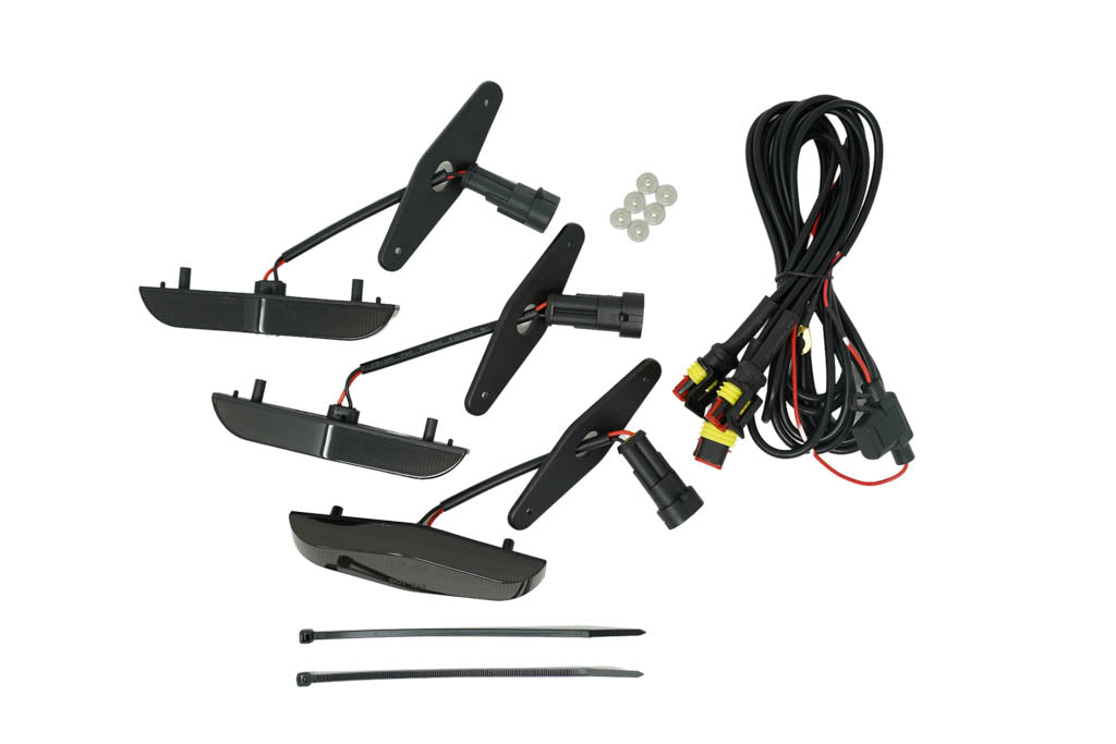 LED marker light kit with wiring harness, zip ties, and mounting hardware for trucks or SUVs