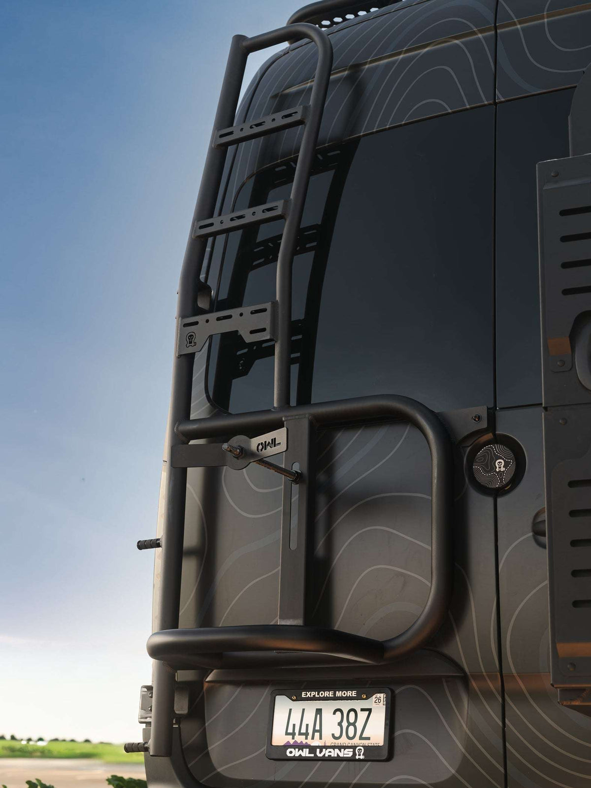 Canyon Adventure Vans Explorer ladder and tire carrier for Mercedes Sprinter 2019+