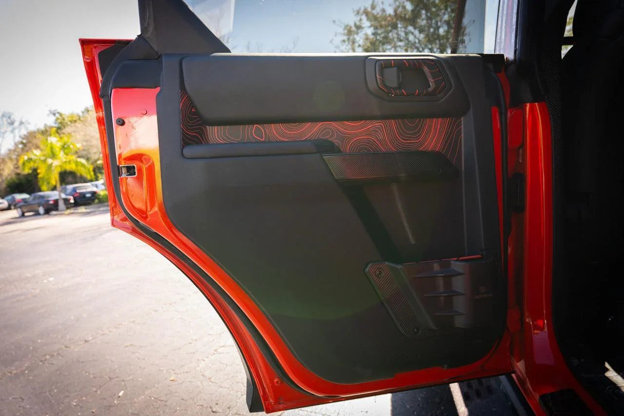 Topo Rear Interior Upper Door Card Insert Overlays (Printed Series) - 2021+ Bronco 4 Door