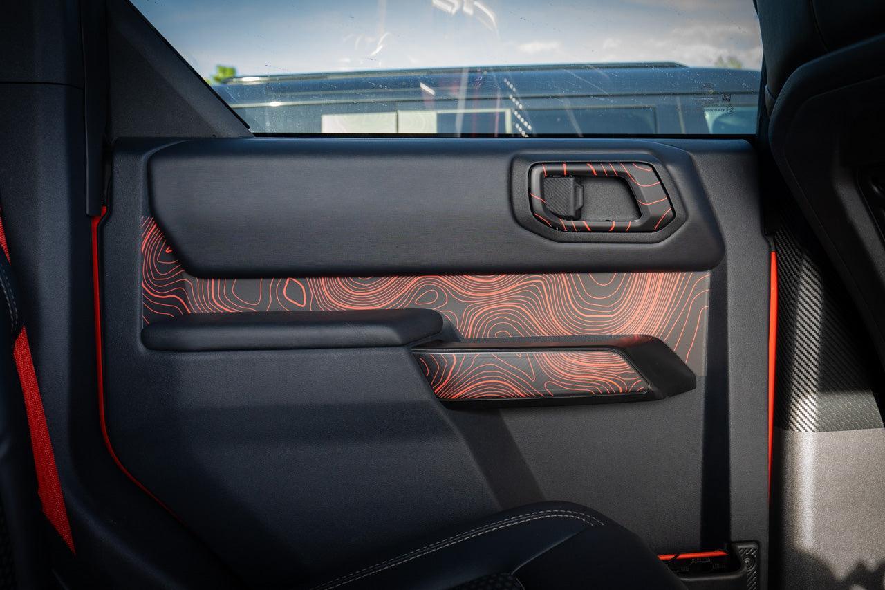 Topo Interior Rear Door Grab Handle Overlay Kit (Printed Series) - 2021+ Bronco 4 Door