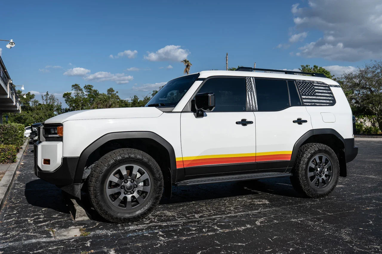 American Flag Rear Window Overlays V2 (Perforated) - 2024+ Land Cruiser