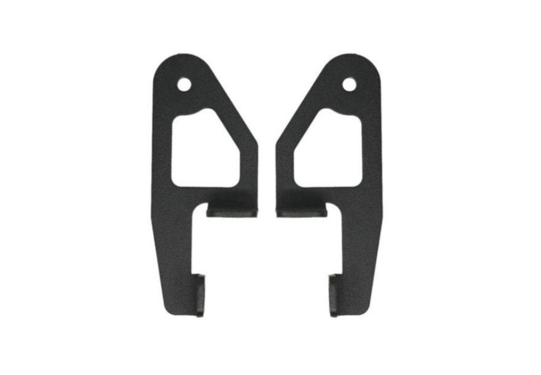 Pair of black steel mounting brackets for off-road vehicle accessories