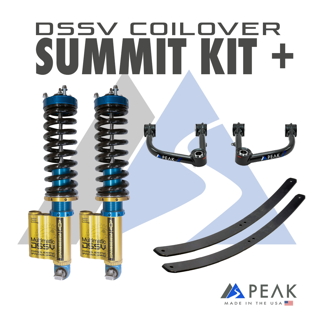 Peak Suspension DSSV Coilover Summit Kit + with Add a Leaf 17-22 Colorado ZR2 for 2017-2022 Chevy Colorado