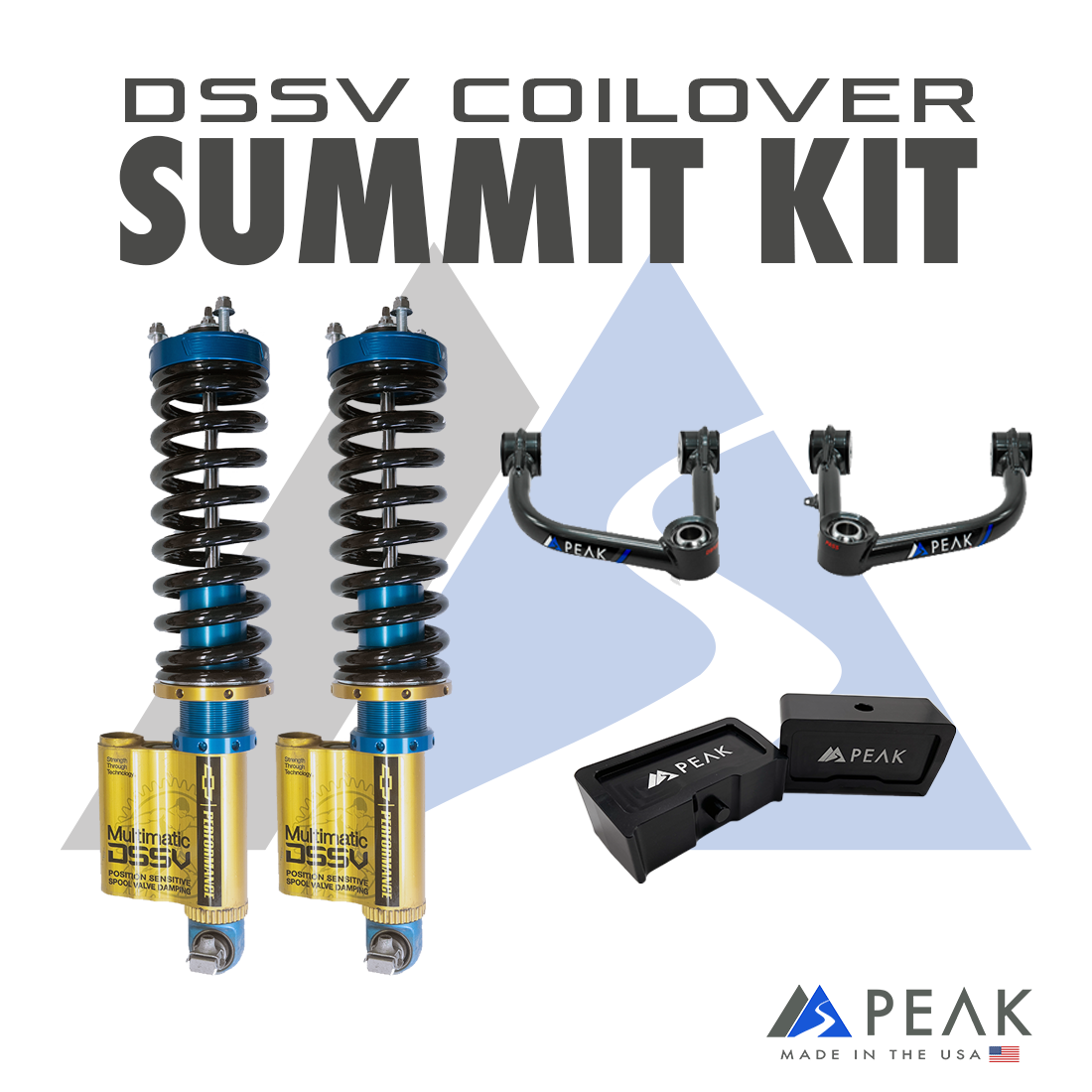 Peak Suspension DSSV Coilover Summit Kit with Rear Blocks 17-22 Colorado ZR2 for 2017-2022 Chevy Colorado