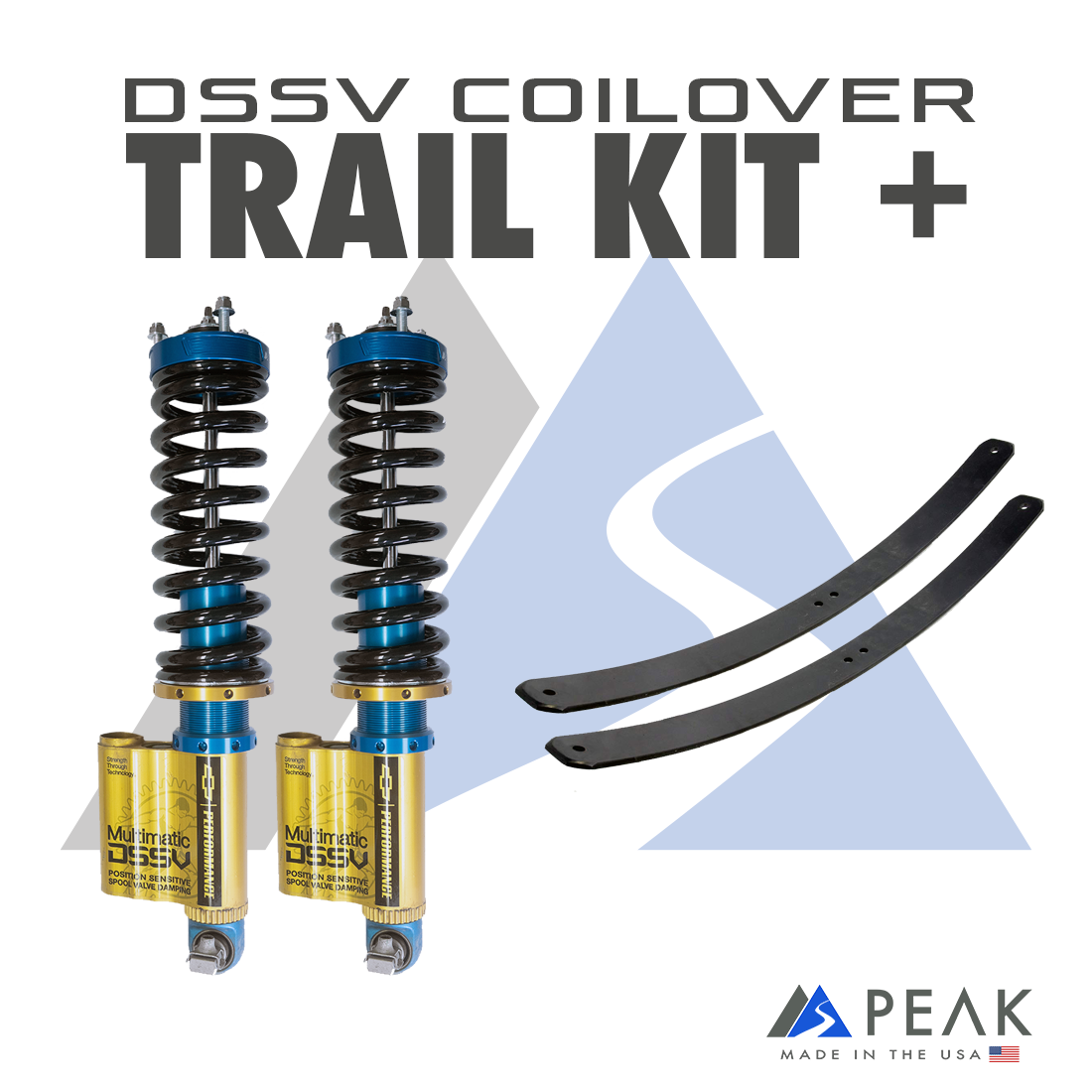 Peak Suspension DSSV Coilover Trail Kit + w/ Add a Leaf 17-22 Colorado ZR2 for 2017-2022 Chevy Colorado