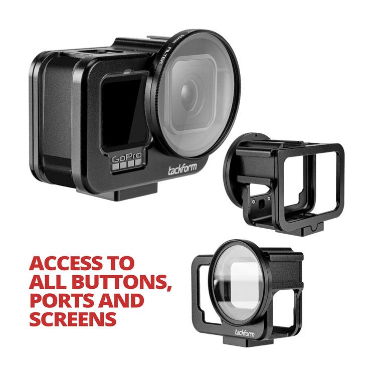 Tackform aluminum GoPro protective housing for Hero 9 to 12, universal fit