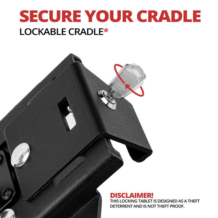 Tackform metal locking tablet cradle with 1 inch ball for universal fit