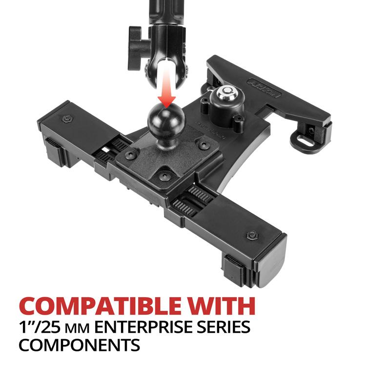 Tackform plastic locking tablet cradle with 1 inch ball for universal fit