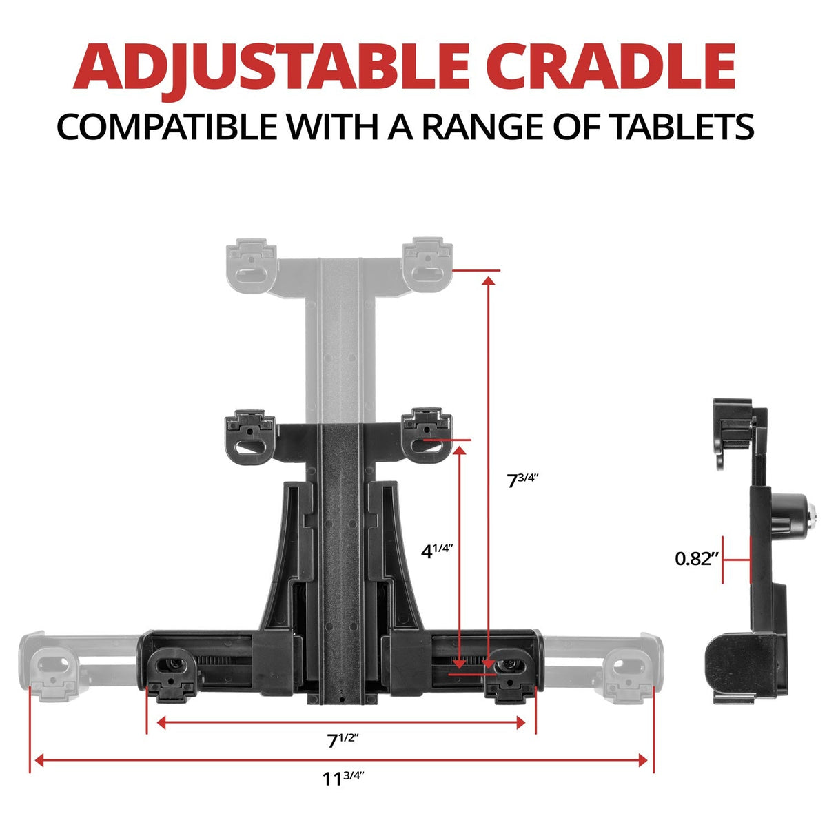 Tackform plastic locking tablet cradle with 1 inch ball for universal fit