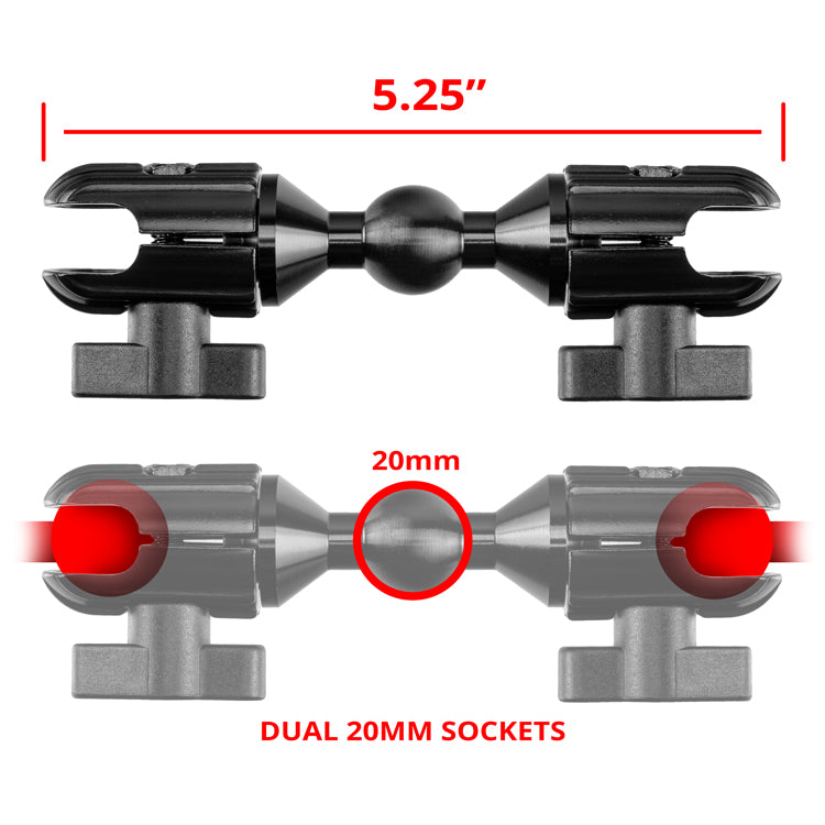 Tackform Triple-Up arm adapter, single ball dual socket, for universal fit