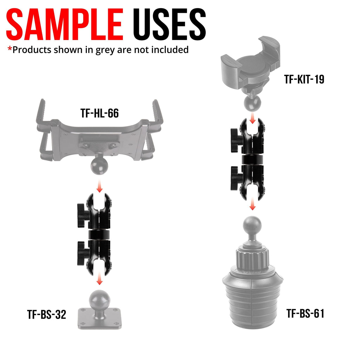 Tackform 4" dual socket arm for universal fit