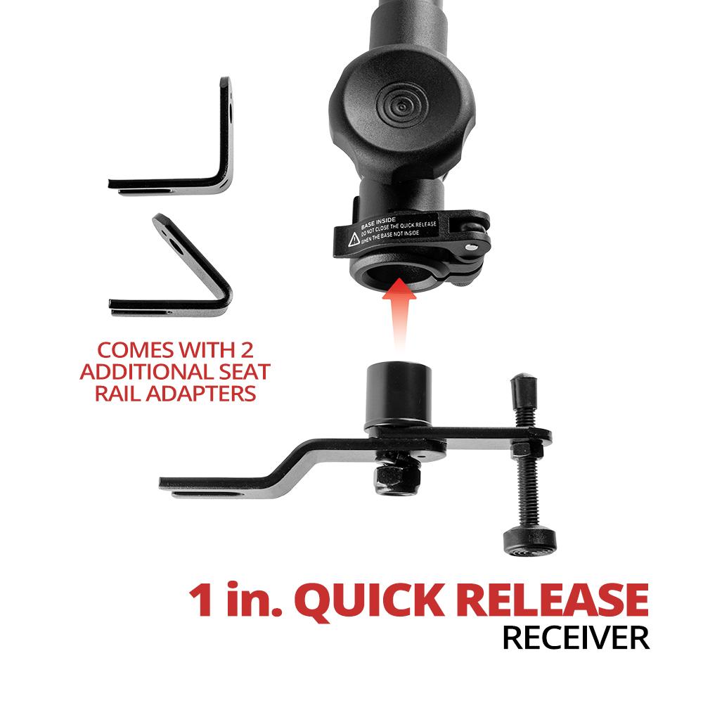 Tackform seat rail AMPS mount with 24 inch arm for universal fit
