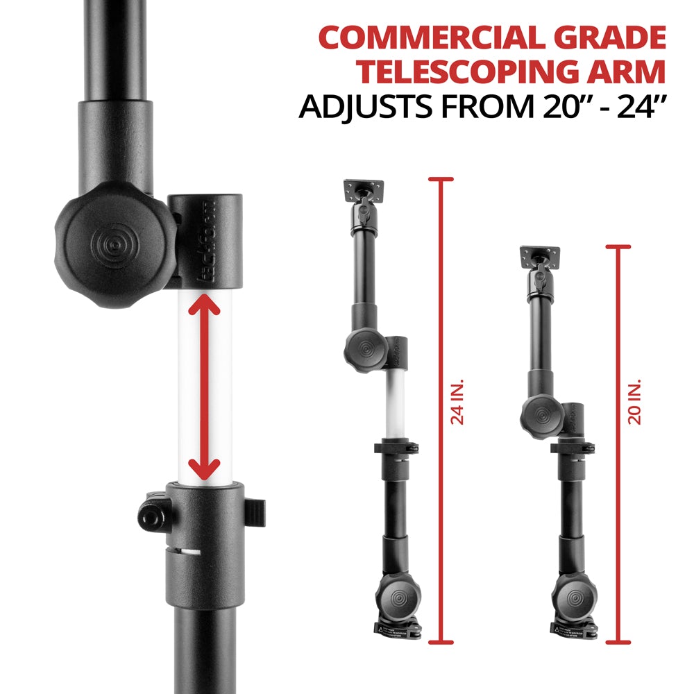 Tackform drill base tablet mount with 24 inch arm for universal fit