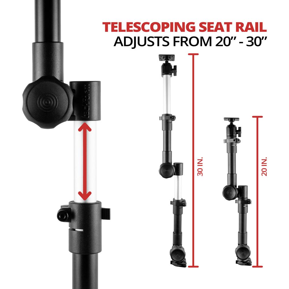 Tackform seat rail AMPS mount with telescoping arm for universal fit
