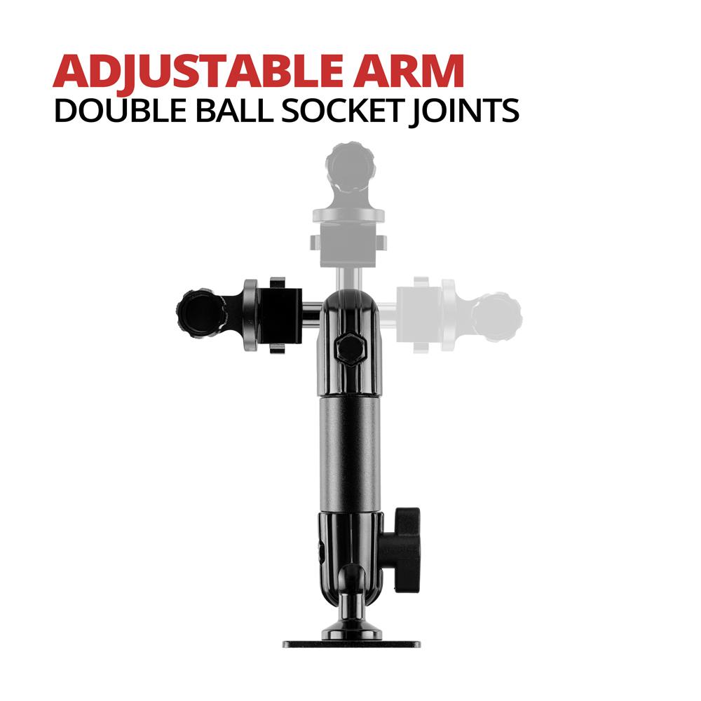 Tackform action camera mount with 4.75" arm and AMPS base for universal fit