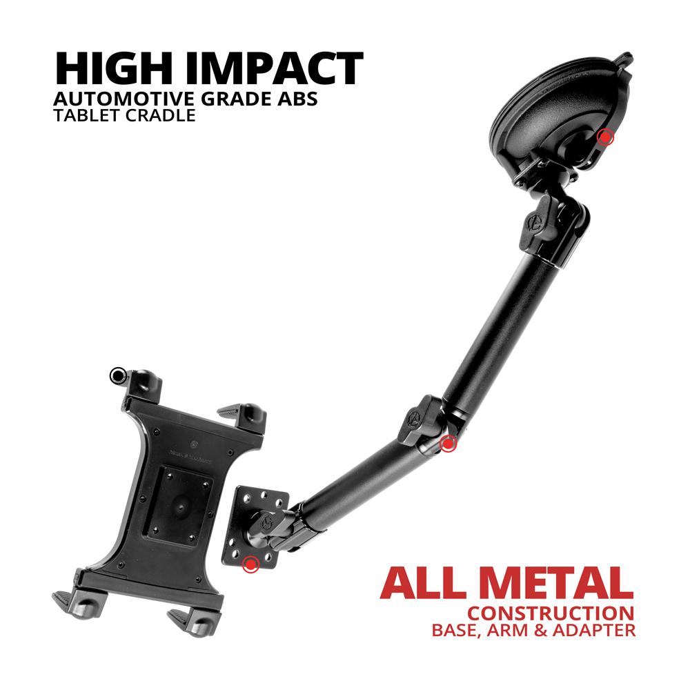 Tackform suction cup tablet holder with 12.5 inch arm for universal fit