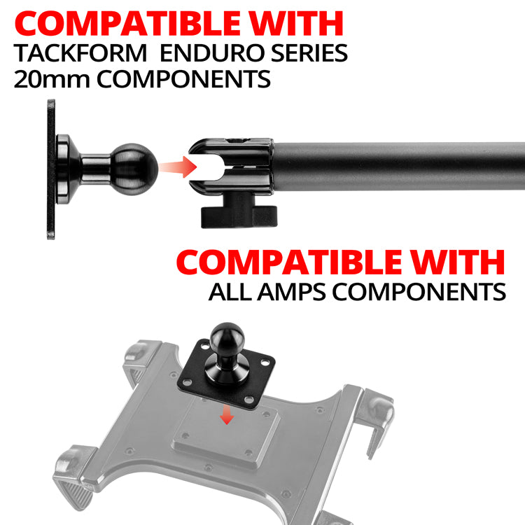 Tackform AMPS pattern 4-hole drill base mount with 20mm ball, universal fit