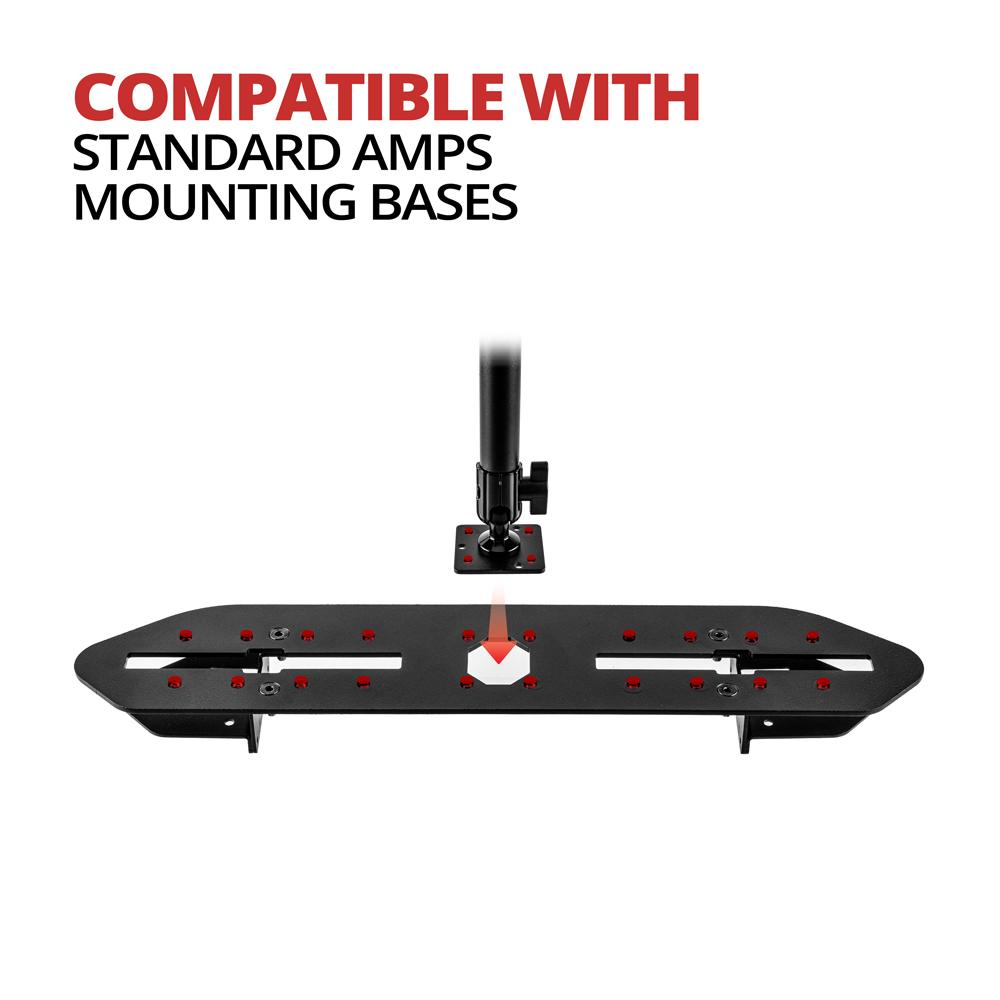 Tackform tablet holder with AMPS base and tubular arm for universal fit