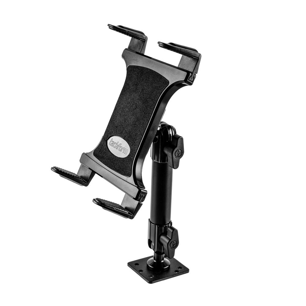 Tackform tablet holder with AMPS base and tubular arm for universal fit