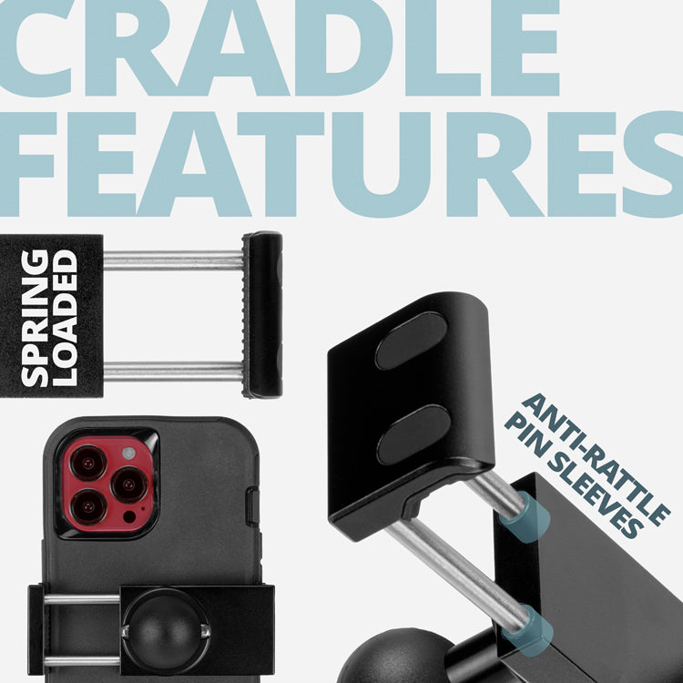 Tackform Enduro 25 Series phone cradle for 1 inch B-size ball, universal fit